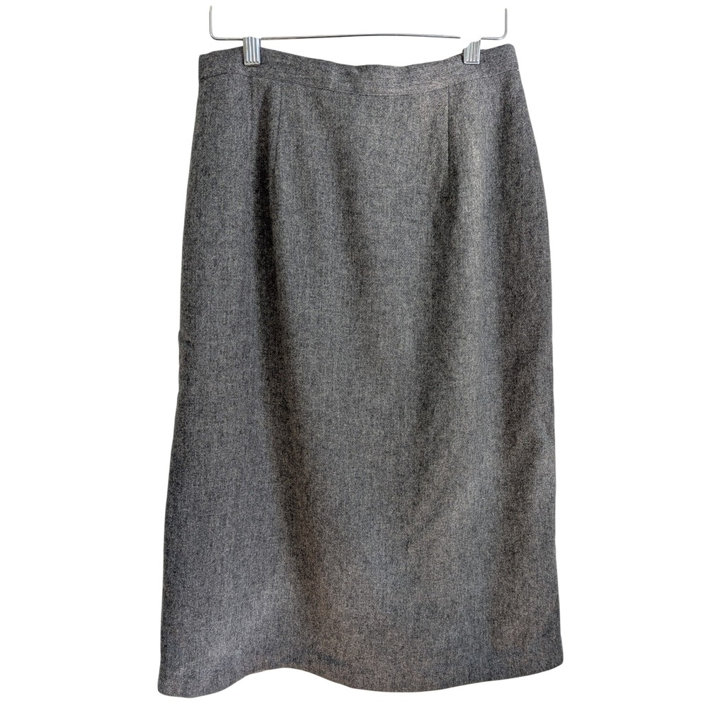 Michele Vintage Wool Midi Skirt 10 Grey Pencil Dark Academia Made in USA